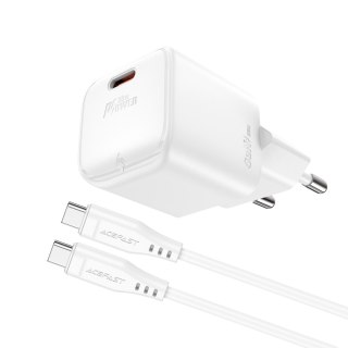 Mini Ładowarka sieciowa PD 30W GaN + kabel USB-C biała