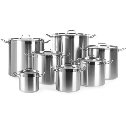 Garnek wysoki Profi Line z pokrywką dno Sandwich 95 l śr. 500 x 500 mm - Hendi 833025 Garnek wysoki Profi Line z pokrywką dno Sandwich 95 l śr. 500 x 500 mm - Hendi 833025