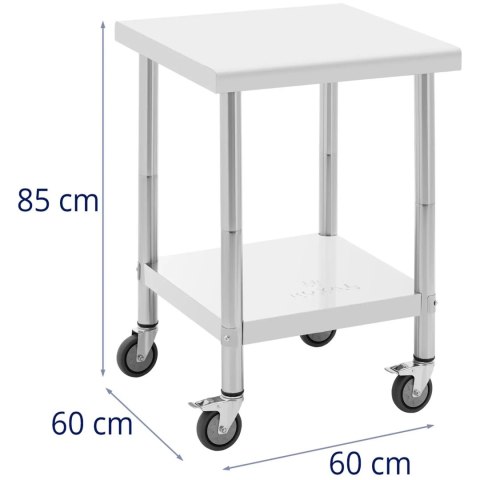 Stół blat roboczy na kółkach 2 poziomy 60 x 60 cm STAL do 120 kg