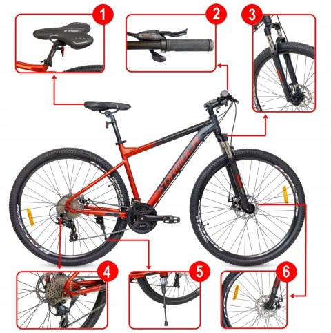 ROWER GÓRSKI MTB 29 SHIMANO 24 BIEGI 2xTarcze RAMA 21" KOŁA 29" 180-195cm