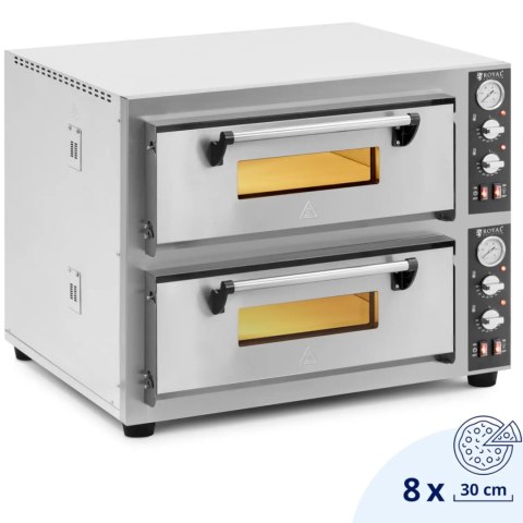 Piec do pizzy dwukomorowy z kamieniem szamotowym na 8 pizz śr. 30 cm 8400 W