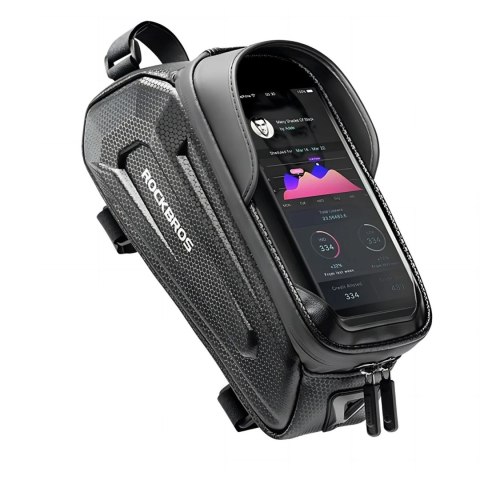Sakwa rowerowa na ramę pancerna z kieszonką na telefon nawigację 1.7l - czarna