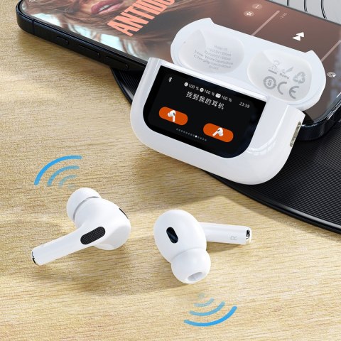 Słuchawki U19 douszne TWS bezprzewodowe Bluetooth 5.3 z wyświetlaczem LED - białe