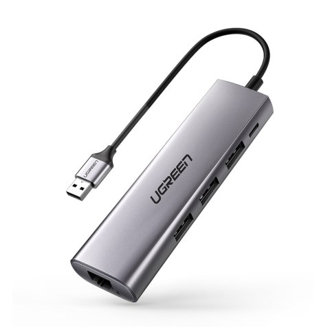 5w1 HUB Adapter USB-A 3.0 - RJ45 / 3x USB-A 3.0 / micro USB - szary 5w1 HUB Adapter USB-A 3.0 - RJ45 / 3x USB-A 3.0 / micro USB - szary