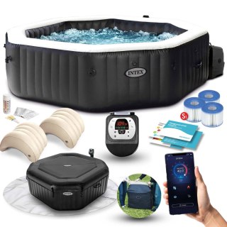 Dmuchane jacuzzi ośmiokątne hydromasaż 4 os. 180x71 cm akcesoria premium INTEX 28458