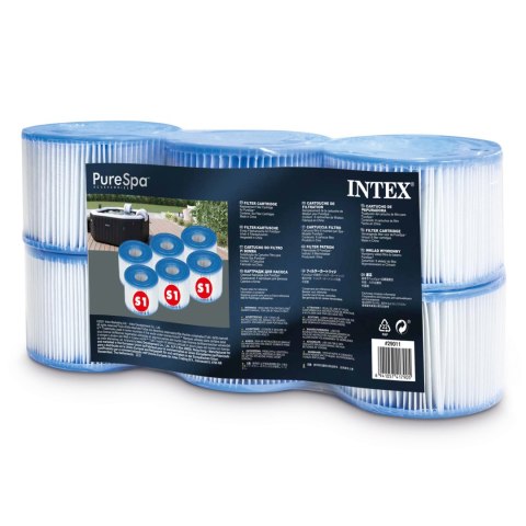 Filtry S1 komplet 6szt zestaw Pure SPA INTEX 29011 Filtry S1 komplet 6szt zestaw Pure SPA INTEX 29011