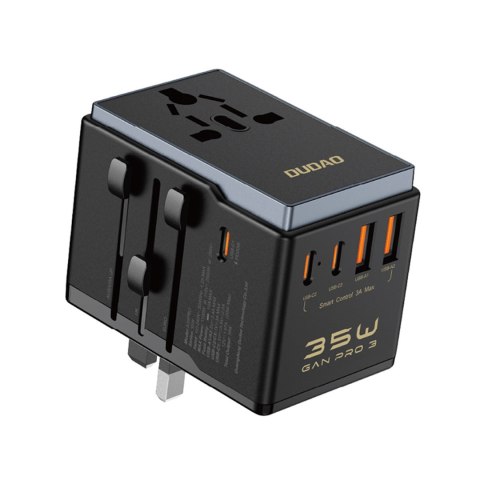 Ładowarka adapter podróżny A35Pro 35W EU / UK / AUS / US / JP 3x USB-C 2x USB-A - czarny Ładowarka adapter podróżny A35Pro 35W EU / UK / AUS / US / JP 3x USB-C 2x USB-A - czarny