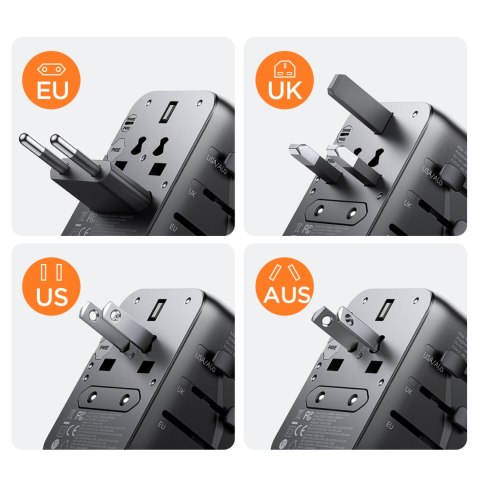 Ładowarka adapter podróżny uniwersalny 17W EU / US / UK / JP / AU / CN - czarny