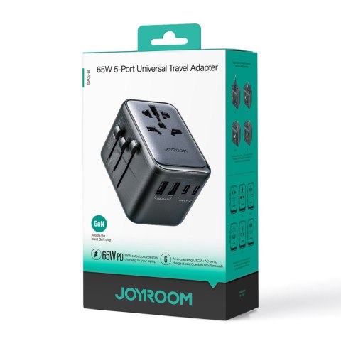 Ładowarka adapter podróżny uniwersalny 65W EU / US / JP / AU / UK / CN - czarny