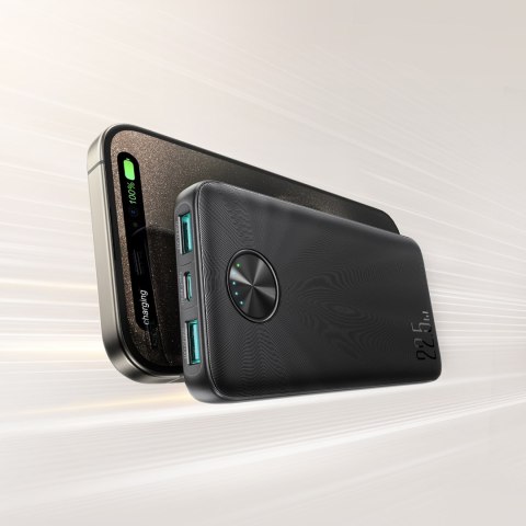 Powerbank 10000mAh USB-C USB-A 22.5W SCP QC PD - czarny