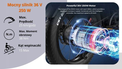 ROWER ELEKTRYCZNY Niebieski 28 TREKKINGOWY ZE WSPOMAGANIEM 60-70km Shimano