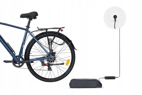 ROWER ELEKTRYCZNY Niebieski 28 TREKKINGOWY ZE WSPOMAGANIEM 60-70km Shimano