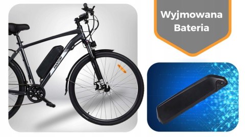 ROWER ELEKTRYCZNY Niebieski 28 TREKKINGOWY ZE WSPOMAGANIEM 60-70km Shimano