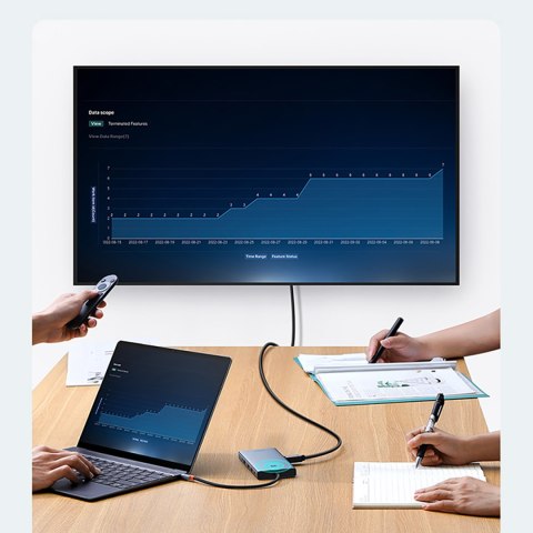 13w1 HUB adapter PortalJoy Series USB-C HDMI DP VGA USB-A PD RJ45 SD TF AUX - szary