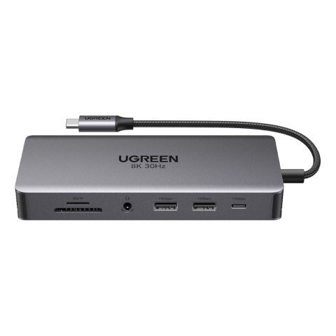 13w1 HUB adapter USB-C - USB-A / USB-C / HDMI / DisplayPort / RJ45 / SD TF / AUX / USB-C PD - szary 13w1 HUB adapter USB-C - USB-A / USB-C / HDMI / DisplayPort / RJ45 / SD TF / AUX / USB-C PD - szary