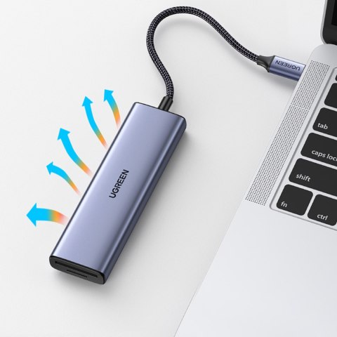 6w1 HUB Adapter USB-C - HDMI / USB-A / czytnik kart SD TF - szary