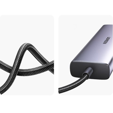 HUB Adapter USB-C - USB-A / HDMI / RJ45 / czytnik kart SD i TF / USB-C PD 100W - szary
