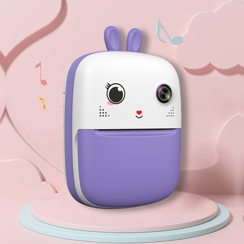 Mini drukarka termiczna dla dzieci z aparatem fotograficznym i kamerą - fioletowa