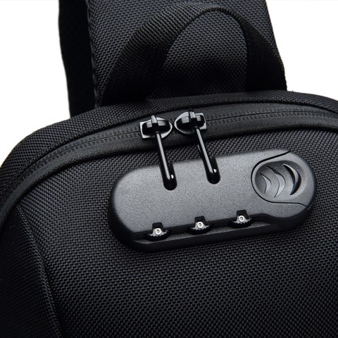Plecak miejski Premium na jedno ramię antykradzieżowy z organizerem i USB - czarny