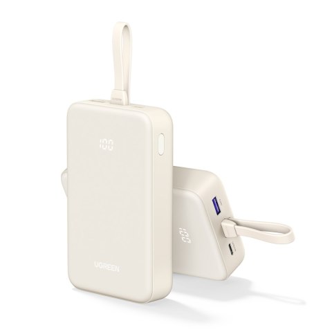 Powerbank 20000mAh 22.5W USB-C USB-A wbudowany kabel USB-C - biały