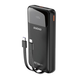 Powerbank 20000mAh z wbudowanymi kablami iPhone Lightning USB-C USB-A 22.5W PD - czarny