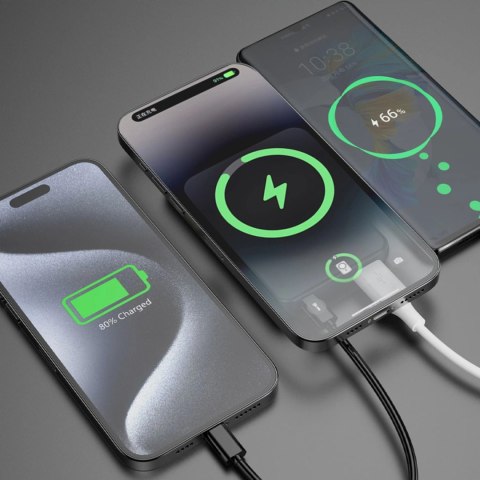Powerbank K14S+ 10000mAh z podstawką 20W USB-A / USB-C / MagSafe - czarny Powerbank K14S+ 10000mAh z podstawką 20W USB-A / USB-C / MagSafe - czarny