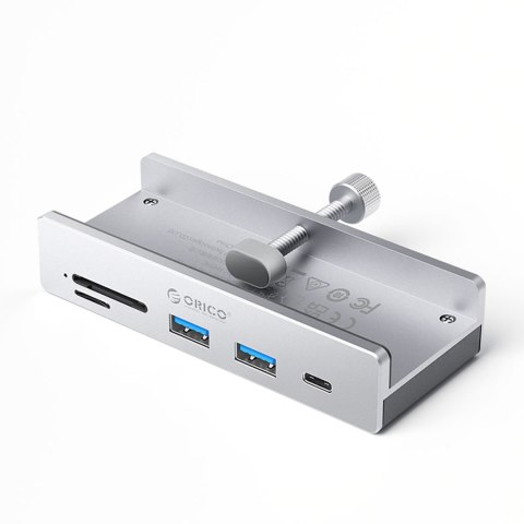 Hub MH5PC montowany na zacisk USB-C / USB-A USB-C SD TF - srebrny Hub MH5PC montowany na zacisk USB-C / USB-A USB-C SD TF - srebrny