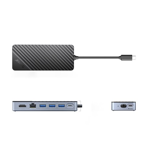 Hub stacja dokująca OM28PR-G2 z kieszenią na dysk M.2 USB-C - USB-A USB-C HDMI Ethernet - czarna Hub stacja dokująca OM28PR-G2 z kieszenią na dysk M.2 USB-C - USB-A USB-C HDMI Ethernet - czarna