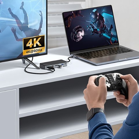 Hub stacja dokująca OM28PR-G2 z kieszenią na dysk M.2 USB-C - USB-A USB-C HDMI Ethernet - czarna Hub stacja dokująca OM28PR-G2 z kieszenią na dysk M.2 USB-C - USB-A USB-C HDMI Ethernet - czarna