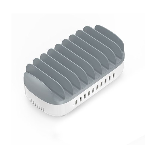 Inteligentna stacja ładowania DUK-10P-V1 do telefonów tabletów 10x USB-A - biała Inteligentna stacja ładowania DUK-10P-V1 do telefonów tabletów 10x USB-A - biała