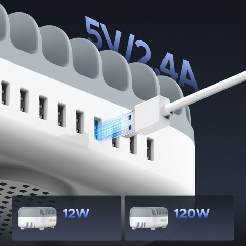 Inteligentna stacja ładowania DUK-10P-V1 do telefonów tabletów 10x USB-A - biała Inteligentna stacja ładowania DUK-10P-V1 do telefonów tabletów 10x USB-A - biała