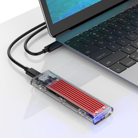 Kieszeń obudowa na dysk TCM2-C3 M.2 NVME na USB-C 10Gb/s - czerwono-przezroczysta Kieszeń obudowa na dysk TCM2-C3 M.2 NVME na USB-C 10Gb/s - czerwono-przezroczysta