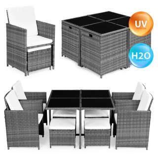 Komplet mebli ogrodowych z technorattanu 4 fotele 4 pufy stolik MultiGarden