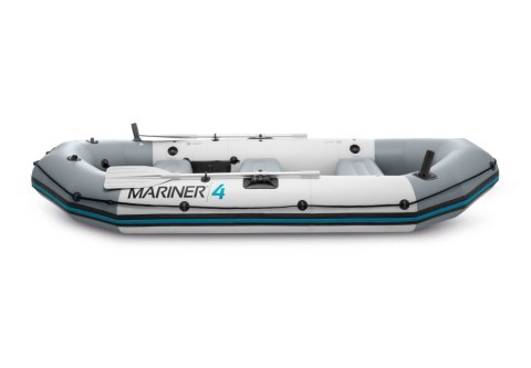 Ponton dmuchany Mariner 4 dla 4 osób wiosła pompka uchwyty na wędkę i silnik INTEX 68376