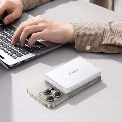 Powerbank Airpow II 10000mAh Qi2 MagSafe 22.5W z kablem USB-C 20V 3A 30cm - biały Powerbank Airpow II 10000mAh Qi2 MagSafe 22.5W z kablem USB-C 20V 3A 30cm - biały