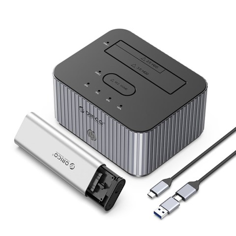 Stacja dokująca IT28E-C z funkcją klonowania na 2 dyski M.2 NVME 2.5'' / 3.5 HDD / 2.5'' SSD - szara Stacja dokująca IT28E-C z funkcją klonowania na 2 dyski M.2 NVME 2.5'' / 3.5 HDD / 2.5'' SSD - szara