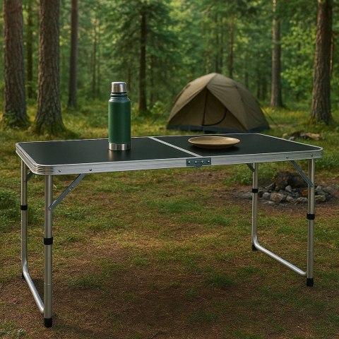 Stolik turystyczny stół składany kemping czarny blat 120x60 cm MultiGarden