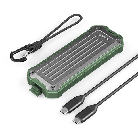 Wzmocniona kieszeń dyskowa taktyczna OTPX-G2 M.2 NVMe / SATA SSD USB-C - szaro-zielona Wzmocniona kieszeń dyskowa taktyczna OTPX-G2 M.2 NVMe / SATA SSD USB-C - szaro-zielona
