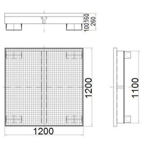 Wanna wychwytowa metalowa na 4 beczki 200L 120x120cm Wanna wychwytowa metalowa na 4 beczki 200L 120x120cm