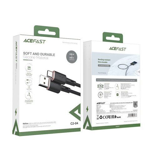 Kabel przewód USB - USB-C 3A 1.2m czarny Kabel przewód USB - USB-C 3A 1.2m czarny