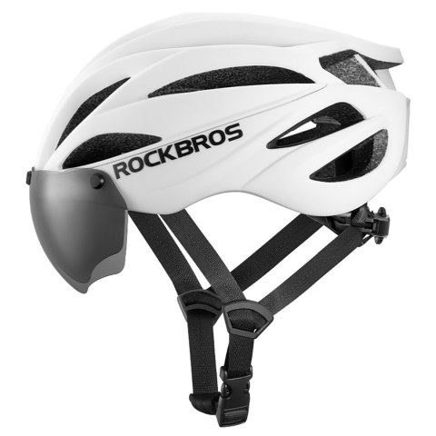 Kask rowerowy z szybką odpinanymi okularami z filtrem UV unisex - biały mat