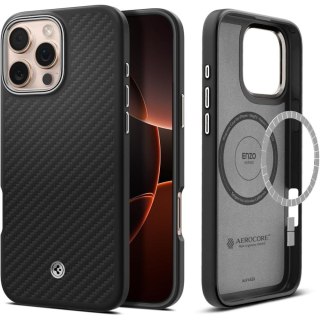 Etui case na iPhone 16 Pro Max Enzo Aramid Mag z MagSafe - czarno-srebrne