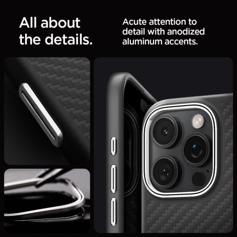 Etui case na iPhone 16 Pro Max Enzo Aramid Mag z MagSafe - czarno-srebrne Etui case na iPhone 16 Pro Max Enzo Aramid Mag z MagSafe - czarno-srebrne