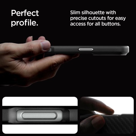 Etui case na iPhone 16 Pro Max Enzo Aramid Mag z MagSafe - czarno-srebrne Etui case na iPhone 16 Pro Max Enzo Aramid Mag z MagSafe - czarno-srebrne