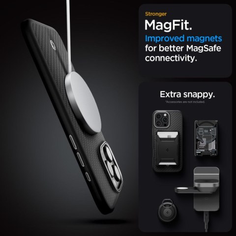 Etui case na iPhone 16 Pro Max Enzo Aramid Mag z MagSafe - czarno-srebrne Etui case na iPhone 16 Pro Max Enzo Aramid Mag z MagSafe - czarno-srebrne
