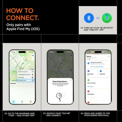 Lokalizator TagMe do urządzeń iOS - czarny Lokalizator TagMe do urządzeń iOS - czarny