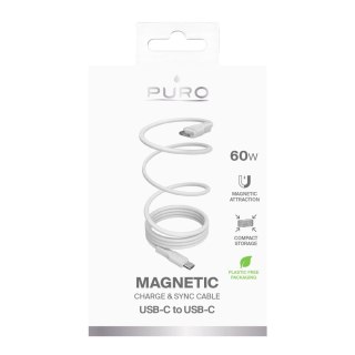 Kabel przewód magnetyczny USB-C 60W USB 1m - biały