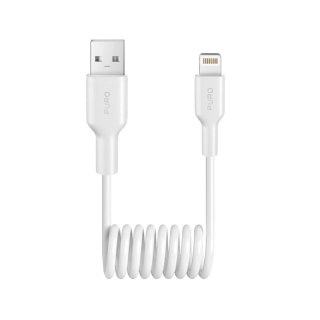 Kabel przewód spiralny USB-A - iPhone Lightning 12W 1m - biały