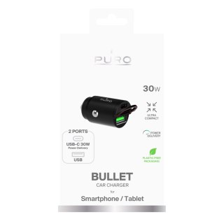 Ładowarka samochodowa USB-C USB-A PD - czarna