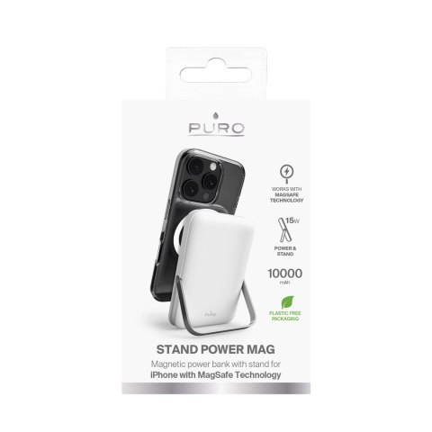 Powerbank bezprzewodowy 10000mAh USB-C MagSafe z podstawką - biały